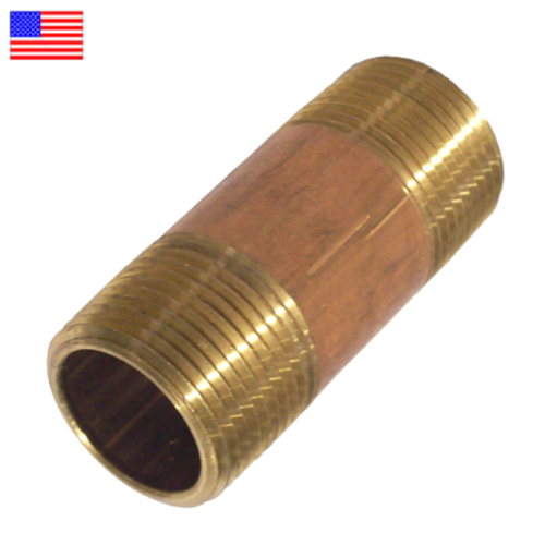 1/4" x 4-1/2" Red Brass Nipple