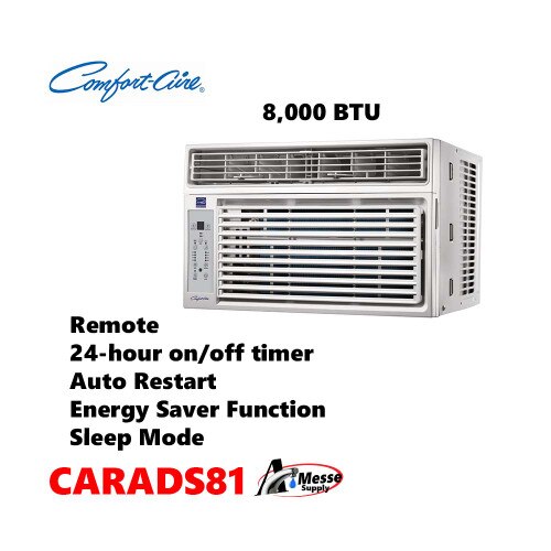 COMFORTAIRE RADS81 Window Air Conditioner 8,000 BTU Capacity with Remote