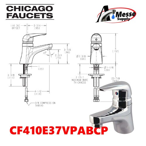 CHICAGO FAUCET 410-E37VPABCP Singl