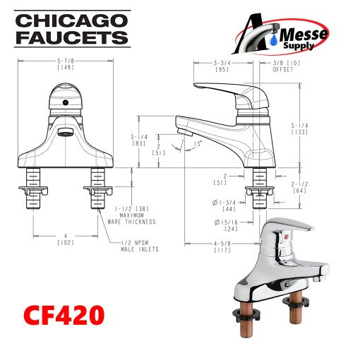 CHICAGO FAUCET 420-ABCP 4" Centers
