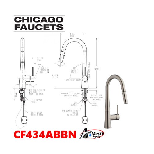CHICAGO FAUCET 434-ABBN Kitchen Fa