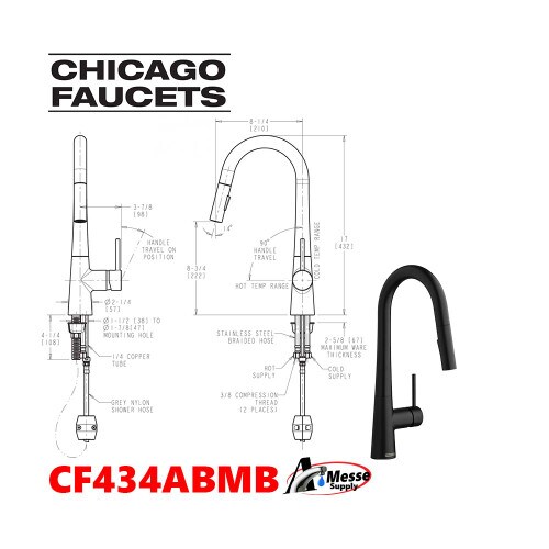 CHICAGO FAUCET 434-ABMB Kitchen Fa