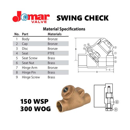 S-511 Bronze 1-1/4" Swing Check Va