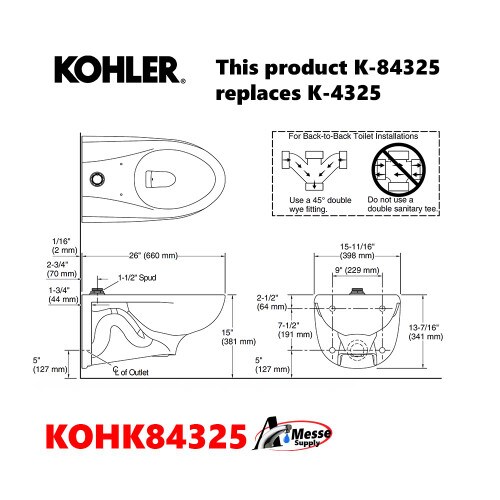 KOHLER K-84325 Wall-hung Toilet 1.