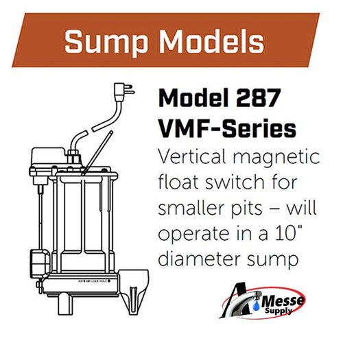 LIBERTY 287 Submersible Sump Pump VMF 1/2HP 3/4in Solids