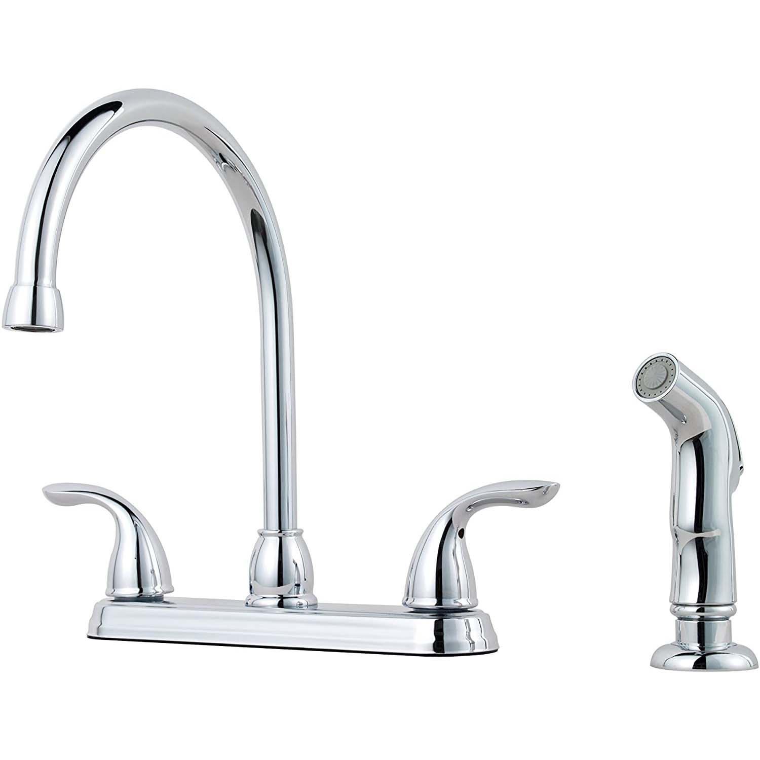 PFISTER Küchenarmatur G136-500S – Edelstahl, Hoher Schwanenhals, Seitenbrause, 4,8 L/min
