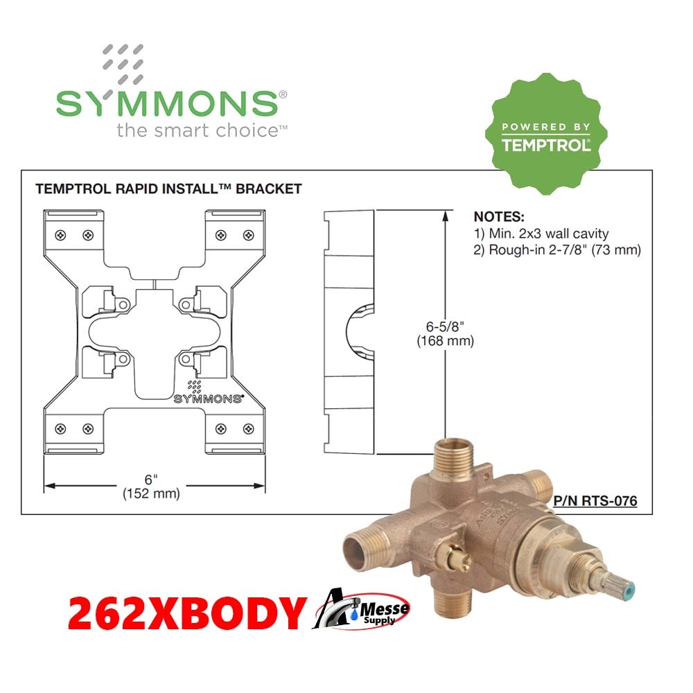 Symmons Temptrol Pressure-Balancing Shower Valve - Brass Tub & Shower Mixer With Service Stops